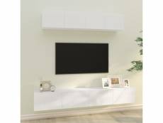 Vidaxl ensemble de meubles tv 4 pcs blanc brillant bois d'ingénierie