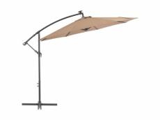 Vidaxl parasol en porte-à-faux led et mât en acier 300 cm taupe 44522