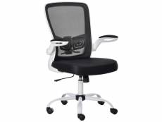 Vinsetto chaise de bureau ergonomique hauteur réglable pivotante 360° accoudoirs relevables tissu maille bicolore noir blanc