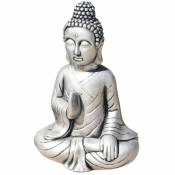 Anaparra - Statue Bouddha sécurité 44cm. Pierre reconstituée Couleur Argent