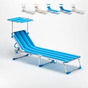 Bain de soleil pliant transat chaise longue piscine pare-soleil California Couleur: Rayures Bleues