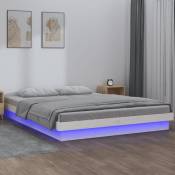 Cadre de lit à led blanc 120x190 cm petit double bois