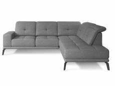 Canapé d'angle droit design matelassé tissu gris