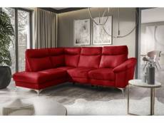 Canapé d'angle en cuir italien de luxe 5 places luzini rouge foncé, angle gauche