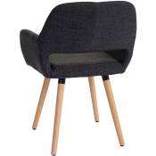 Chaise de salle à manger HW C-A50 ii, fauteuil, design rétro des années 50 - tissu, gris foncé