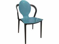 Chaise design en polypropylène effet glossy bleu paon