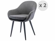 Chaise vintage tissu gris pieds métal noir(x2)