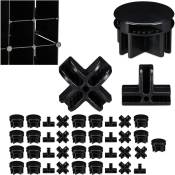 Connecteurs plastique pour cubes étagère système modulable pièce de rechange, set de 40, 3 sortes, noir - Relaxdays