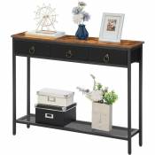Console Table, Hallway Table, Slim Sofa Table with 3 Non-woven Drawers, Metal Mesh Frame, Sturdy, Narrow Side Table for Small Spaces, Entrance,