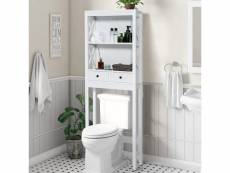 Costway meuble étagère de salle de bain, rangement au dessus des toilettes wc ou lave-linge, 2 étagères ouverte et 2 tiroirs, 60 x 20 x 165 cm, blanc