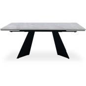 Cotecosy - Table extensible moderne Farandine Céramique effet marbre gris pieds Noir - Noir / Gris