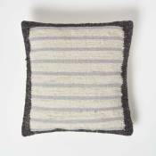 Coussin Kilim rayé en laine et coton Veria, 45 x 45 cm - Multicolore - Homescapes