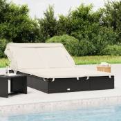 Design In - Bain de soleil 2 places avec toit - Chaise de jardin Transat de jardin - pliable noir 213x118x97 cm BV405820