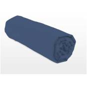 Drap housse coloré 100% coton - Bonnet 25cm - Bleu - 180x200 cm - Bleu