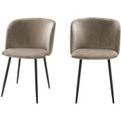 Drawer - Lot de 2 fauteuils de table velours et pieds noirs - Vitikko - Couleur - Taupe