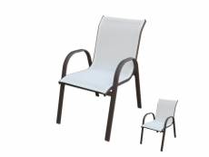 Duo de chaises textilène blanc-acier - tikehau - l 56 x l 68 x h 93 cm - neuf
