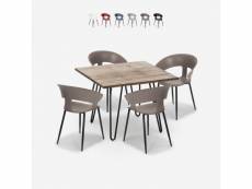 Ensemble 4 chaises moderne table 80x80cm industriel restaurant cuisine maeve