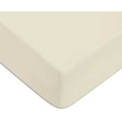Future Home - Drap housse en 100% coton premium 57 fils uni ivoire 80x200cm avec bonnet élastique de 30cm