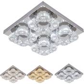 Greelustr - Plafonnier en cristal moderne carré à 3 côtés encastré, lustre à led luminaires suspendus décor à la maison, lumière variable