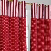 Homescapes - Paire de rideaux à œillets - imprimé Pois polka Rouge 137 x 228 cm - Rouge