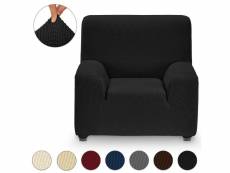 Housse de fauteuil adaptable bi-élastique 1 place eiffel textile monaco (70-110cm) noir