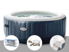 Kit spa gonflable Intex PureSpa Blue Navy rond Bulles 6 places + 6 filtres + Kit d'entretien + Porte-verre