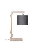Lampe de table bambou abat-jour lin gris fonc√©,