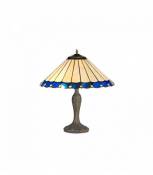 Lampe de table Tiffany Calais 2 Ampoules Bleu 40 Cm