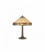 Lampe de table Tiffany Carole 2 Ampoules Ambre 21,5 Cm
