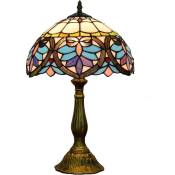 Lampe Tiffany W12H18 - Amour bleu - Ombre baroque antique - Lampe de table - Socle - Lampe de lecture - Amoureux - Salon - Chambre à coucher - Bar