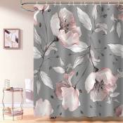 Légant rose Floral rideau de douche gris feuille Floral
