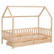 Lit cabane pour enfant avec tiroirs 190x90cm bois