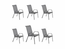 Lot 6 fauteuil aluminium anthracite,textilene noire et argenté A75864443