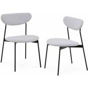 Lot de 2 chaises - Arty - scandinaves et vintage. assise et dossier gris clair. pieds en acier - Gris clair
