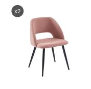 Lot de 2 chaises velours côtelé rose poudré pieds métal