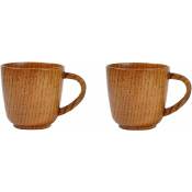 Lot de 2 tasses décoratives en bois pour tasse à café en bois naturel fabriqué à partir de bois respectueux de l'environnement, rond fait main