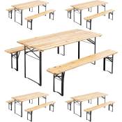 Lot de 5 ensembles table et bancs bois 180x80x76cm - Bois