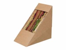 Lot de 500 boîtes sandwich triangle kraft compostable avec fenêtre - colpac - - papier