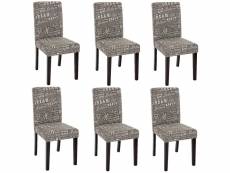Lot de 6 chaises de salle à manger en tissu imprimé gris pieds foncés cds04220