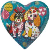Maxwell & Williams Love Hearts Plat en forme de cœur de Oodles of Love avec motif de Puppies de Porcelaine, 15.5 cm - Bleu