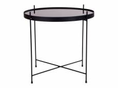 Meolo - table basse ronde ø48cm acier noir et plateau