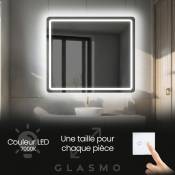 Miroir led Lumineux 50x50 cm Siena - Carré Arrondi de Salle de Bain Mural avec éclairage Blanc Froid 7000K