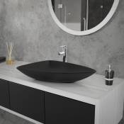 Ml-design - Lavabo en Céramique Noir Mat, 69 x 46 x 13 cm, Triangulaire, Vasque à Poser sur Plan de Toilette, Lave-Mains Évier pour la Salle de