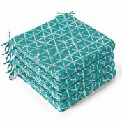 Oviala - Lot de 4 galettes de chaise polyester lagune
