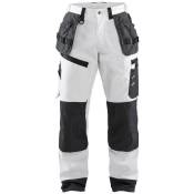 Pantalon de travail peintre X1500 Blaklader 100% coton poches flottantes Gris / Blanc 42 - Gris / Blanc