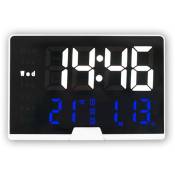 RéVeil NuméRique LED Horloge éLectronique Photosensible Horloge de Chevet Grand éCran Horloge Multifonctions Blanc