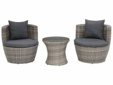 Set de jardin table et 2 fauteuils en rotin gris capri 146422