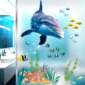 Shining House - Un lot de stickers muraux monde sous la mer dauphin Stickers Muraux Décor De Mur Autocollant Amovible pour salon Salle De Bain