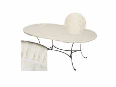 Sous-nappe protège table ovale basic - l. 125 x l. 195 cm - blanc