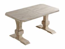 Table à manger extensible en bois de chêne nordique avec pied en bois sculpté - longueur 160-240 x profondeur 90 x hauteur 79 cm